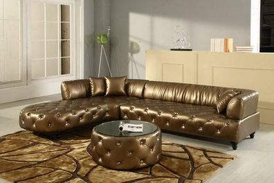 Chesterfield Wohnlandschaft Couch Garnitur Ledersofa Sofa Ecksofa Luxus Design