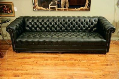 Chesterfield Design Polster Couch Leder Sofa Garnitur Luxus Textil Sofas #165