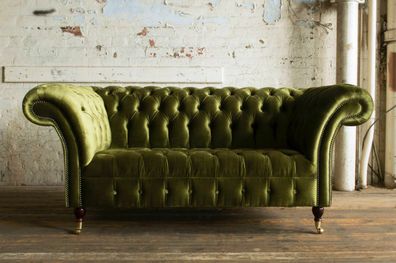 Chesterfield 2 Sitzer Wohnzimmer Couch Sofa Polster Sitz Textil Stoff Garnitur