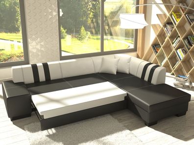Klassisch Design Ecksofa Porto II Bettfunktion Couch Textil Sofas Schlaf Sofa