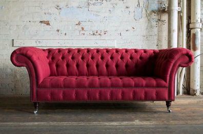 Chesterfield 3 Sitzer Couch Polster Sitz Textil Stoff Leder Couchen Sofa Sofas