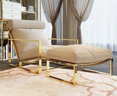 Design Lounge Club Relax Sessel Stuhl Polster + Hocker Fernseh textil leder Neu