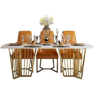 Marmor Design Ess Wohn Zimmer Tisch Metall Naturstein Tische Luxus Klassischer