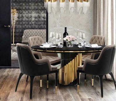 Hochwertiger Luxus Holz Designer Ess Tische Rund Tisch Italienische Möbel Metall