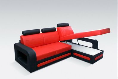 Design Ecksofa Schlafsofa Bettfunktion Couch Leder Polster Textil Sofas Neu Sofa