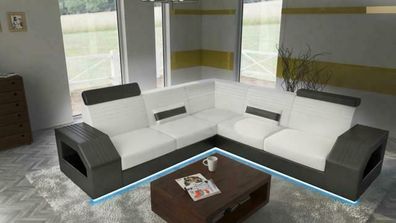 Designer Sofa Couch Ecksofa Leder Textil Polster Garnitur Wohnlandschaft L Form