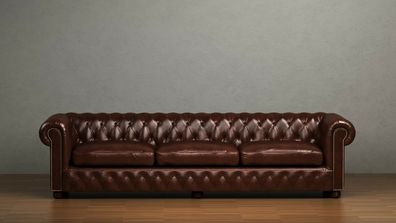 Chestefield Sofa Couch Leder Designer Textil Sitz Polster Garnitur Design 201832