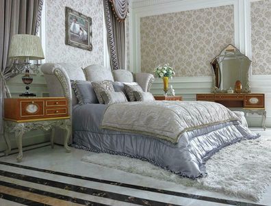 Doppelbett Bett Ehebett Design Luxus Luxur Betten Barock Rokoko Antik Stil E66