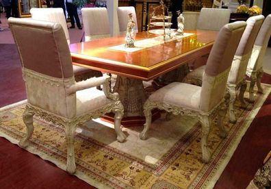 Königlicher Esstisch Tisch Tische Holztisch Klassischer Barock Rokoko Esszimmer