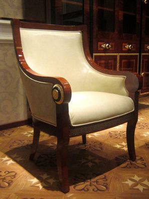 Esszimmer Stuhl 1 Sitzer Sessel Holz Luxus Klasse Barock Rokoko Möbel Design E68
