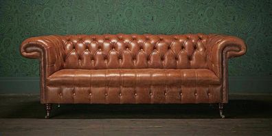 Chesterfield Design Polster Couch Leder Sofa Garnitur Luxus Vintage Sofas #159