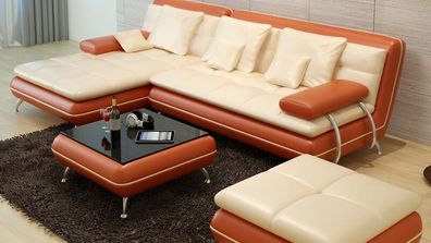 Leder Sofa Couch Eck Polster Garnitur XXL Wohnlandschaft Couchen Sofas F3015