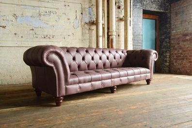Chesterfield Leder Polster Design Luxus Couch Sofa Klassische 4 Sitzer Bordaux