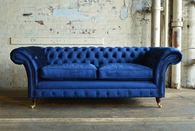 Chesterfield Design Luxus Polster Sofa Couch Sitz Garnitur Leder Textil Neu #196