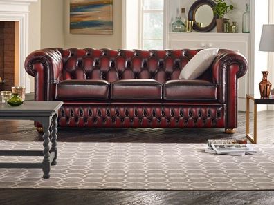 Chesterfield Design Luxus Polster Sofa Couch Sitz Garnitur Leder Textil Neu #109