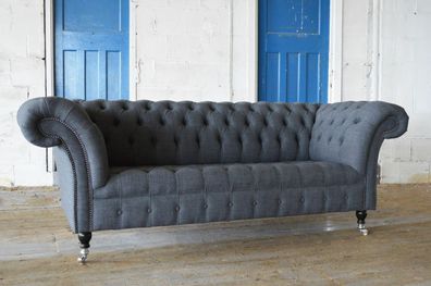 Chesterfield Design Luxus Polster Sofa Couch Sitz Garnitur Leder Textil Neu #174
