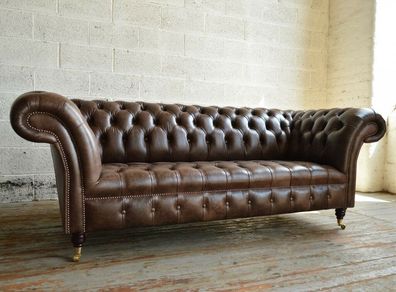Chestefield Sofa Couch Leder Designer Textil Sitz Polster Garnitur Design 201830