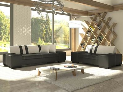 Design Sofagarnitur 3 + 2 Couch Polster Sitz Leder Textil Garnituren Komplett Set