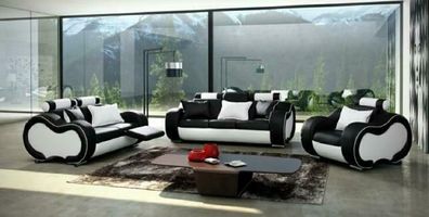 Designer Sofagarnitur Couch Sofa Polster Set 3 + 2 + 1 mit Relaxfunktion Ledersofa