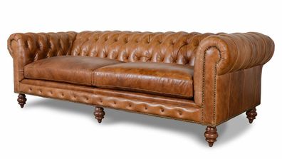 Chestefield Sofa Couch Leder Designer Textil Sitz Polster Garnitur Design 201806