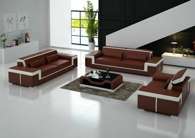 Ledersofa Couch Wohnlandschaft 3 + 2 + 1 Sitzer Garnitur Sofagarnitur Sofa G8020D