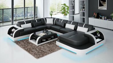 Ledersofa Couch Wohnlandschaft Ecksofa Eck Garnitur Design Modern Sofa G8031