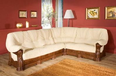 Klassische Eck Sofa Leder Couch Polster Sitz Ecksofa Garnitur 100% Vollleder Neu