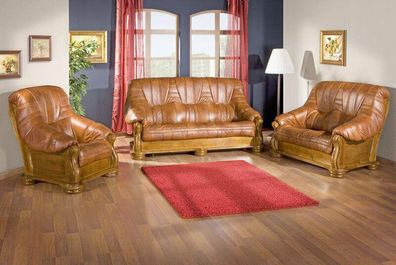 3 + 1 Sitzer Sofa Couch Sofagarnitur italienisches Rindsleder Set Poster Garnitur