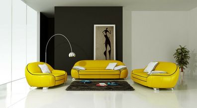 Leder Sofa Couch Polster Garnitur Sofagarnitur Moderne Couchen 3 + 2 + 1 Set F3013 g