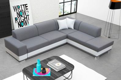 Polstersofa Loungesofa Couch Sitzgruppe Wohnzimmer mit Kissen Sofa L-Form Grau