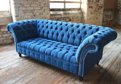 Chesterfield Design Luxus Polster Sofa Couch Sitz Garnitur Leder Textil Neu #180