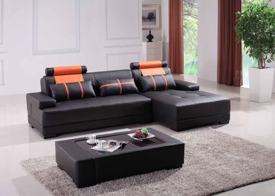 Designer Polster Ledersofa Couch L-Form Modern Sofa Sofas Couchen Leder 5005A 2