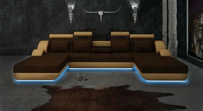Eck Leder Textil Stoff Couch Sofa Garnitur Wohnlandschaft Polster Ecke Neu BER