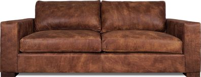 XXL Sofa 3 Sitzer Couch Chesterfield Garnitur Leder Textil braun Wohnzimmer Neu