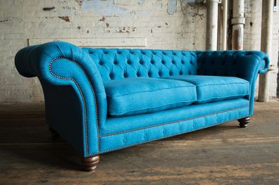 Chesterfield Design Luxus Polster Sofa Couch Sitz Garnitur Leder Textil Neu #191