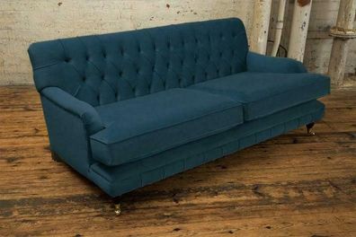 Blau Designer Sofa Couch Polster XXL 3 Sitzer Big Sofas Couchen Leder Textil