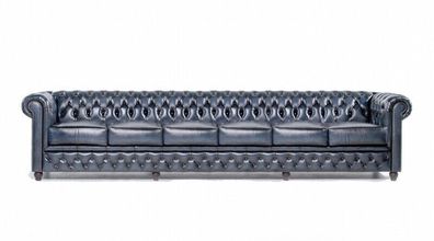 XXL Big Sofa Chesterfield Schwarz 6 Sitzer Couchen 300cm Sitz Polster Garnitur