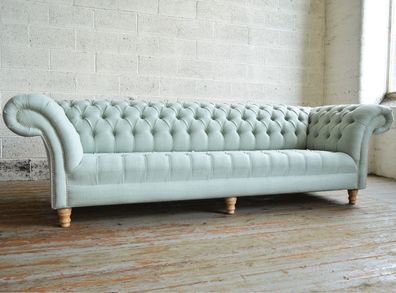 XXL Big Sofa Couch Chesterfield 245cm Polster Sofas 4 Sitzer Leder Textil #316
