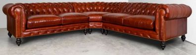 Chesterfield Ecksofa Sofa Couch Ledersofa Polster Eck Couch Garnitur Design #341
