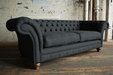 Chesterfield Design Luxus Polster Sofa Couch Sitz Garnitur Leder Textil Neu #195