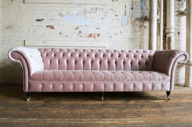 XXL Big Sofa Couch Chesterfield 245cm Polster Sofas 4 Sitzer Leder Textil #319