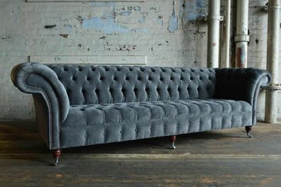 XXL Big Sofa Couch Chesterfield 245cm Polster Sofas 4 Sitzer Leder Textil #G1