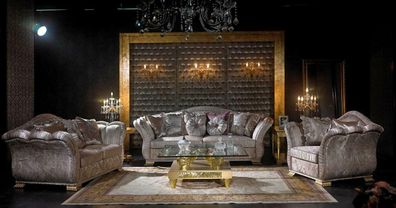 Klassische Sofagarnitur 2 + 1 Barock Rokoko Antik Stil Sofa Couch Couchen SB52 Neu