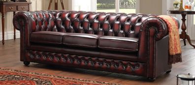 Chesterfield Design Luxus Polster Sofa Couch Sitz Garnitur Leder Textil Neu #126