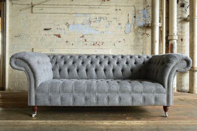 Chesterfield Design Luxus Polster Sofa Couch Sitz Garnitur Leder Textil Neu #192
