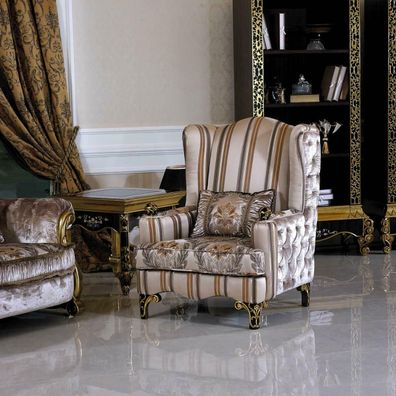 Ohrensessel Sessel Klassischer Barock Rokoko Antik Stil Sofa Fernseh Couch E61