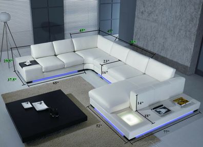 U Form Sofa Couch Polster Garnitur Wohnlandschaft Design Ecksofa Leder Neu A1110