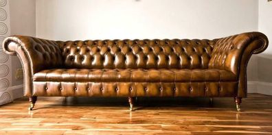 XXL Big Sofa Couch Chesterfield 245cm Polster Sofas 4 Sitzer Leder Textil #318