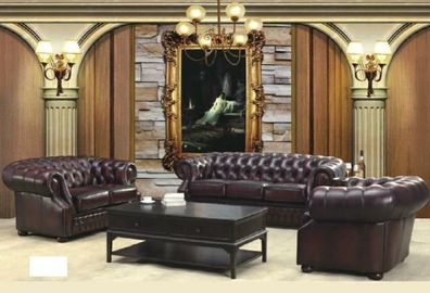 Chesterfield Couch Polst Sitz Sofa Garnitur 3 + 2 + 1 Ledersofa Sofagarnitur Oxford