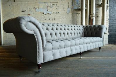 XXL Big Sofa Couch Chesterfield 245cm Polster Sofas 4 Sitzer Leder Textil #307